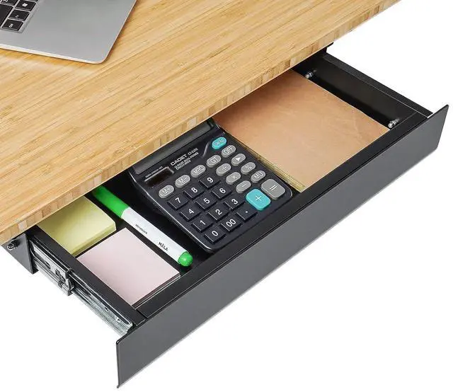 Main image of Under Desk Drawer, Steel Drawer for Desk Slide-out, Under table Mounted Drawer, Standing Workstation Storage Attachment for Office Home - 17.7 Width, Black