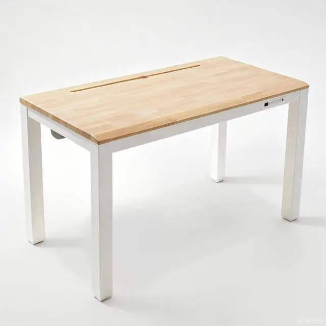 Main image of E3Q-PRO 4-Leg Dual Motor Standing Desk, Complete Workspace System with Integrated Power & Cable Management, 55"x28" Solid Rubberwood Desktop, USB Charging, 265 lbs Capacity, Natural