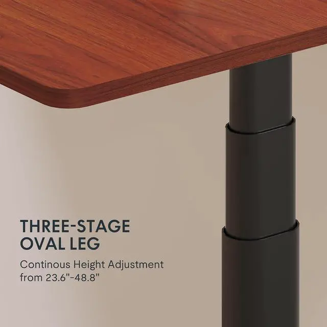 Alt view image 4 of 6 - E6 Pro 55" x 28" Dual Motor Electric Standing Desk, Organic Modern Oval Leg Design, 3-Stage Height Adjustable Sit Stand Desk with Heavy Duty 330lbs, Mahogany Desktop, Black Frame