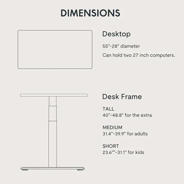 Alt view image 6 of 6 - E6 Pro 55" x 28" Dual Motor Electric Standing Desk, Organic Modern Oval Leg Design, 3-Stage Height Adjustable Sit Stand Desk with Heavy Duty 330lbs, Mahogany Desktop, Black Frame
