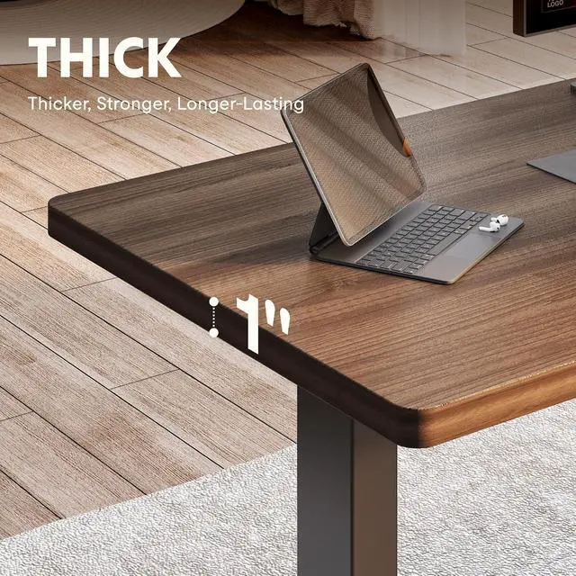 Alt view image 7 of 7 - 55" L Shaped Standing Desk with Storage & CPU Holder, Dual Motor Height Adjustable Executive Desk, 222 LBS Capacity, 1" Thick Desktop for Home Office, Black Walnut, 3 Packages