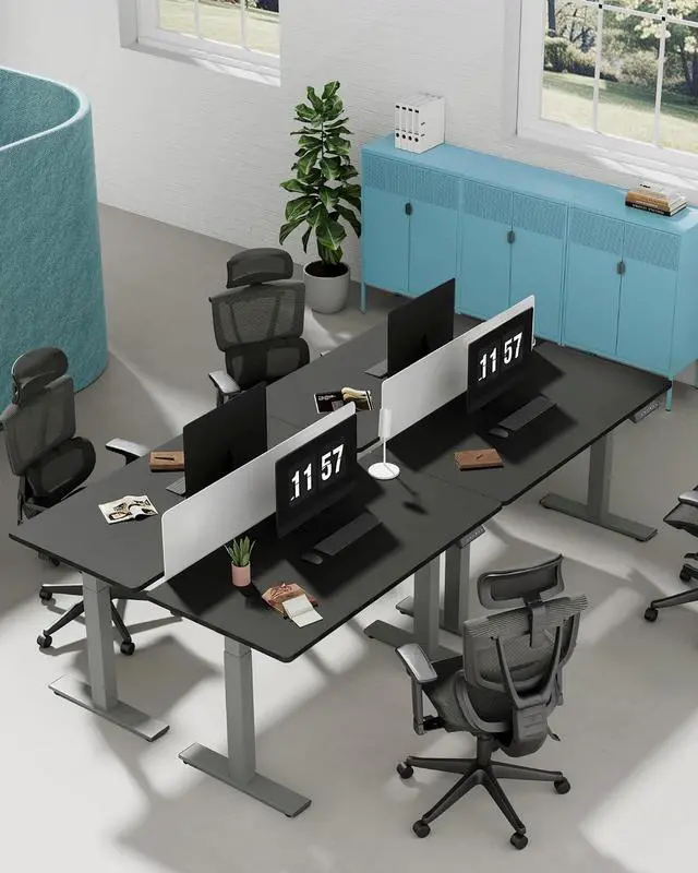 Alt view image 7 of 7 - EN1 One-Piece Electric Stand Up Desk 55x28 Inches Home Office Computer Standing Table Height Adjustable Desk (Silver Frame + 55" Black Top, 2 Packages)