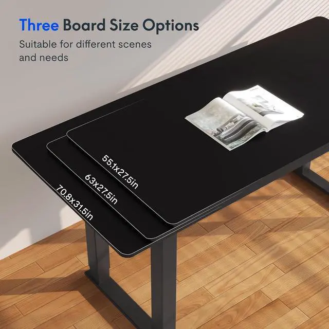 Alt view image 6 of 7 - 4 Leg Standing Desk 71 x 32 Inch Electric Adjustable Height Sit Stand Desk with Splice Board Home Office Desk, Black Top + Black Frame