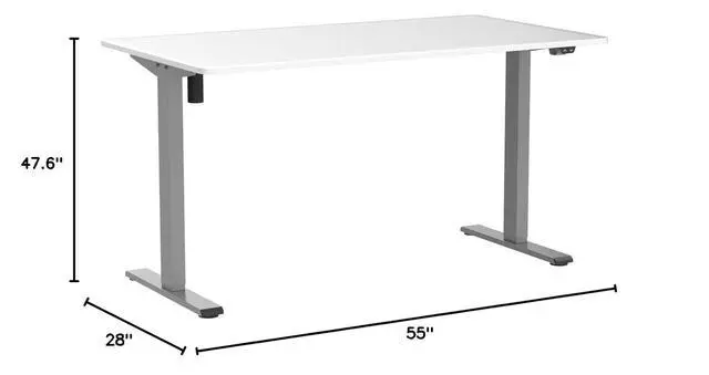 Alt view image 3 of 7 - EN1 One-Piece Standing Desk, 55 x 28 Inches Stand Up Desk Workstation with Seamless Desktop Board (Silver Frame + 55 inches White Top, 2 Packages)