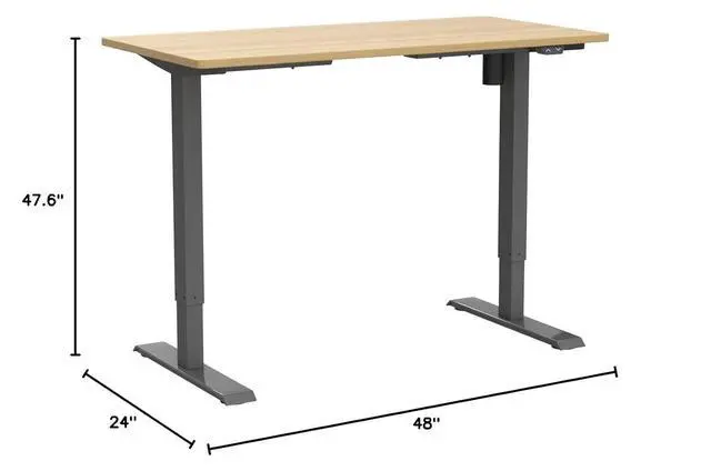 Alt view image 3 of 7 - EN1 One-Piece Height Adjustable 48 x 24 inch Electric Standing Desk, Stand Up Desk for Home Office (Silver Frame + 48" Natural Top, 2 Packages)