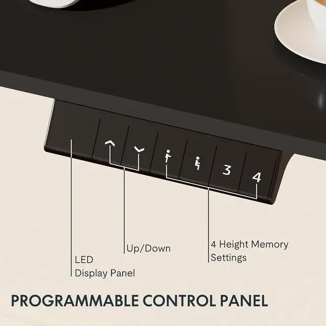 Alt view image 3 of 7 - EN1 One-Piece Standing Desk 48 x 24 Inches Electric Stand Up Desk for Home Office (Black Frame + 48" Black Top)