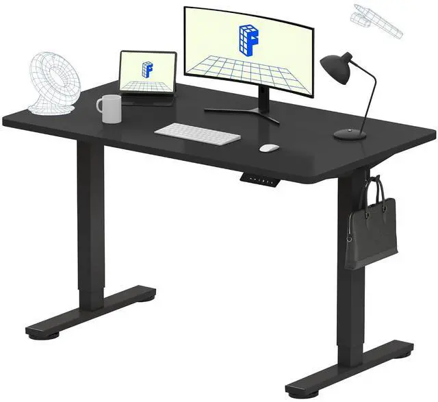 Main image of EN1 One-Piece Standing Desk 48 x 24 Inches Electric Stand Up Desk for Home Office (Black Frame + 48" Black Top)