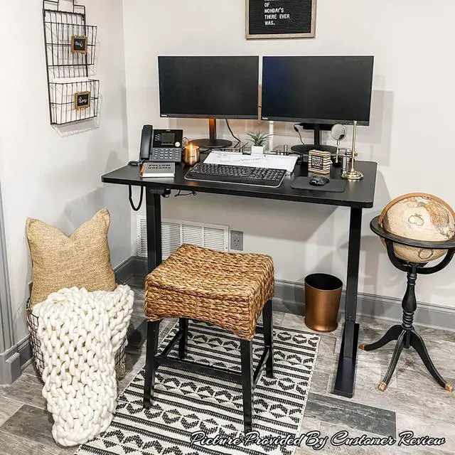Alt view image 2 of 7 - EN1 One-Piece Standing Desk 48 x 24 Inches Electric Stand Up Desk for Home Office (Black Frame + 48" Black Top)