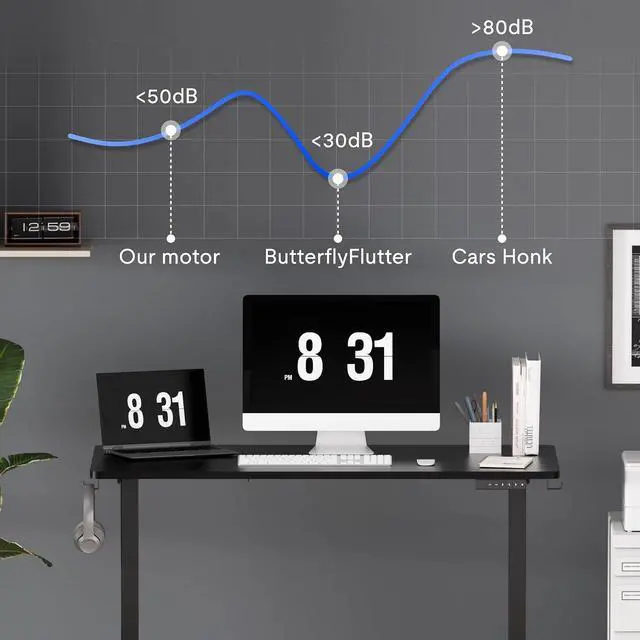 Alt view image 7 of 7 - EN1 One-Piece Standing Desk 48 x 24 Inches Electric Stand Up Desk for Home Office (Black Frame + 48" Black Top)