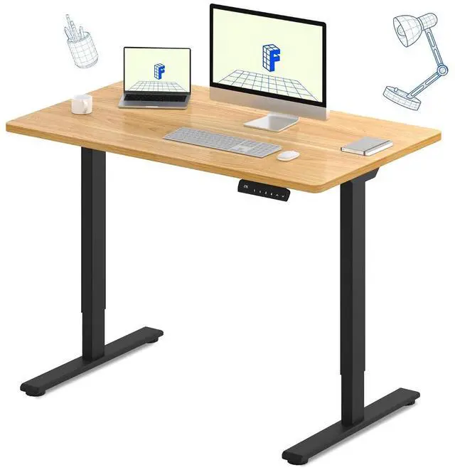 Main image of E3 Dual Motor Electric Standing Desk 48 x 30 Sit Stand Up Desk, Holds 220 lbs, Adjustable Height w/Memory Presets, One-Piece Maple Desktop & Black Frame, Ships in 2 Boxes