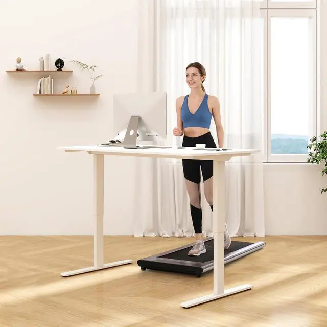 Alt view image 2 of 7 - 63x24 Inch Electric Height Adjustable Standing Desk for Home & Office, Splice Board Desk for Computer Workstation, Study, or Creative Setup, White