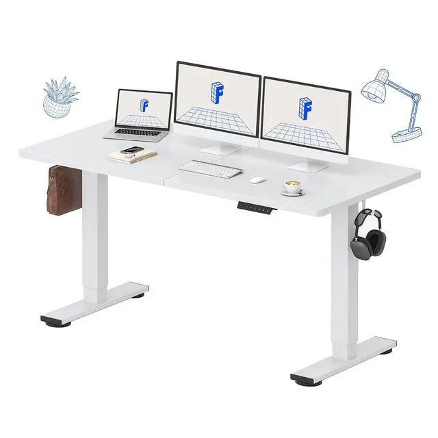 Main image of 63x24 Inch Electric Height Adjustable Standing Desk for Home & Office, Splice Board Desk for Computer Workstation, Study, or Creative Setup, White