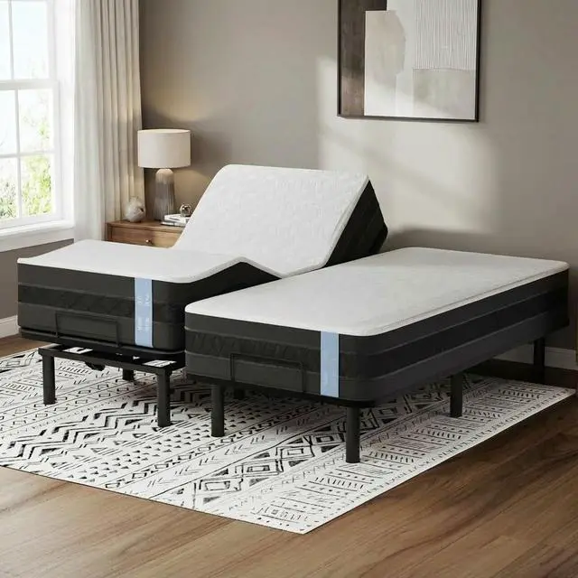 Main image of Adjustable Bed Frame Base Split King, Head & Foot Incline, Zero Gravity, One-Touch Flat, 2 Memory Settings, Wireless Remote, Whisper Quiet Durable Motor, Mattress Holder, S2E-PRO