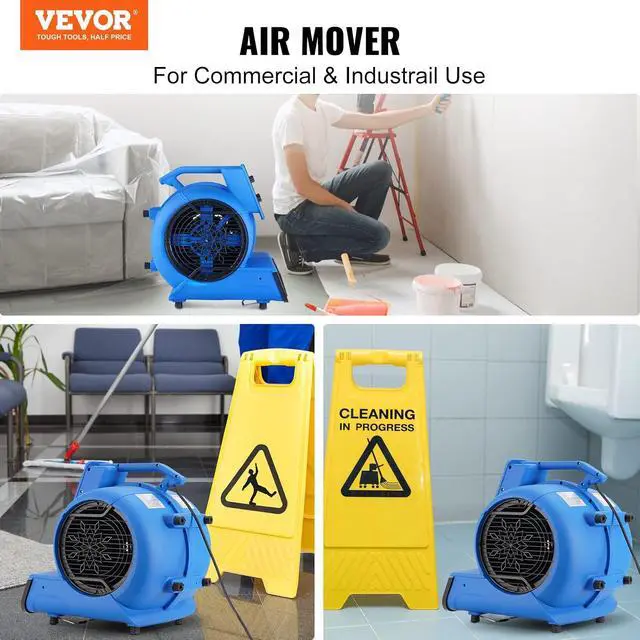 Alt view image 2 of 7 - Air Mover, 1/2 HP 2600 CFM Carpet Dryer for Cooling and Ventilating, Portable Floor Blower Fan with 4 Blowing Angles and Time Function, for Janitorial, Home, Commercial Use
