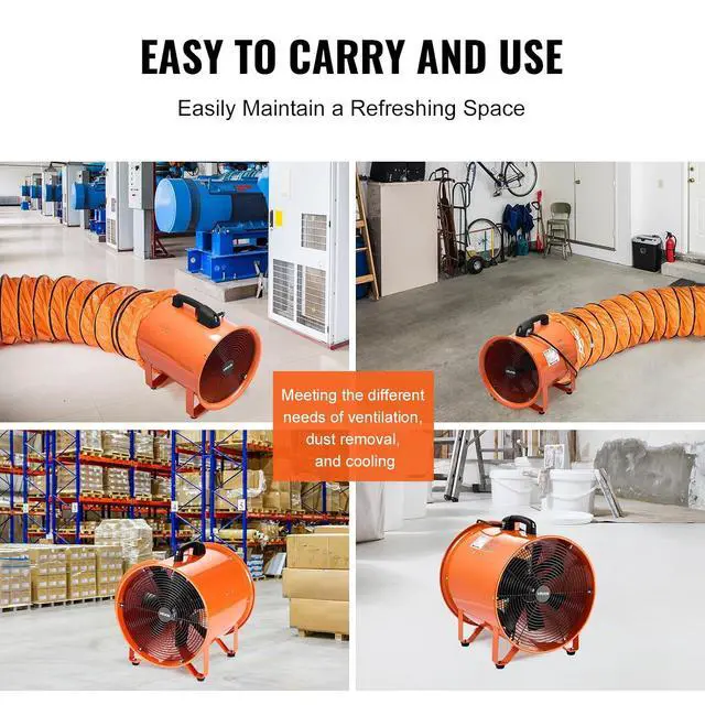 Alt view image 6 of 7 - 16 Inch Utility Blower Fan, 2 Speed 5175 CFM Heavy Duty Cylinder Axial Exhaust Fan with 33ft Duct Hose, Industrial Portable Confined Space Ventilator for basements, warehouse, Workshop