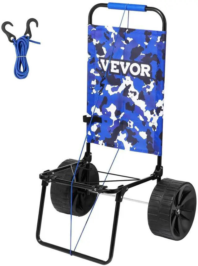 Main image of Beach Dolly with Big Wheels for Sand, 15.4" x 15.7" Cargo Deck, w/ 10" PE Solid Wheels, 69LBS Loading Capacity Folding Sand Cart, Heavy Duty Cart for Picnic, Camping, Fishing, Beach, Gardening