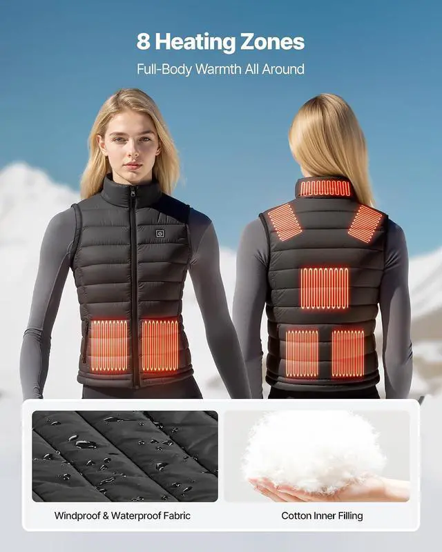 Alt view image 2 of 7 - Heated Vest,for Outdoor Hiking Camping Fishing Skiing