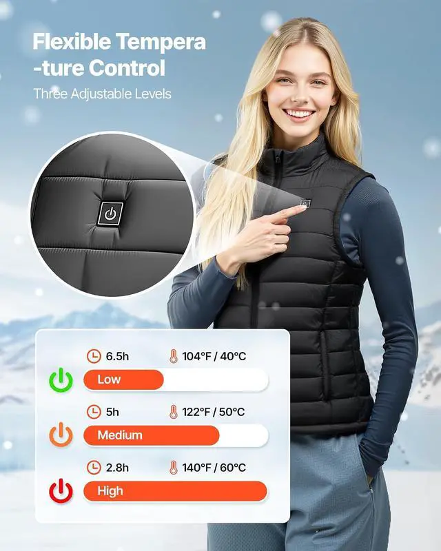 Alt view image 3 of 7 - Heated Vest,for Outdoor Hiking Camping Fishing Skiing