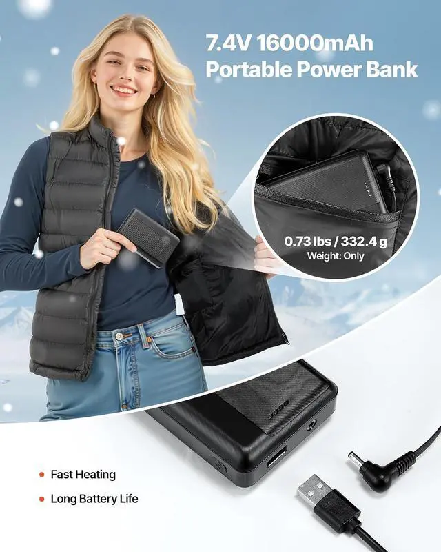 Alt view image 4 of 7 - Heated Vest,for Outdoor Hiking Camping Fishing Skiing