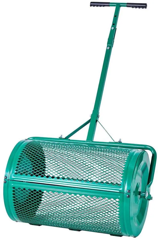 Main image of Compost Spreader, 24 in Wide Peat Moss Spreader with Push/Tow Handle, 4 Heights Adjustable, Powder-Coated Steel Garden Peat Moss Roller, Heavy Duty Grass Seed Spreaders for Planting Seeding
