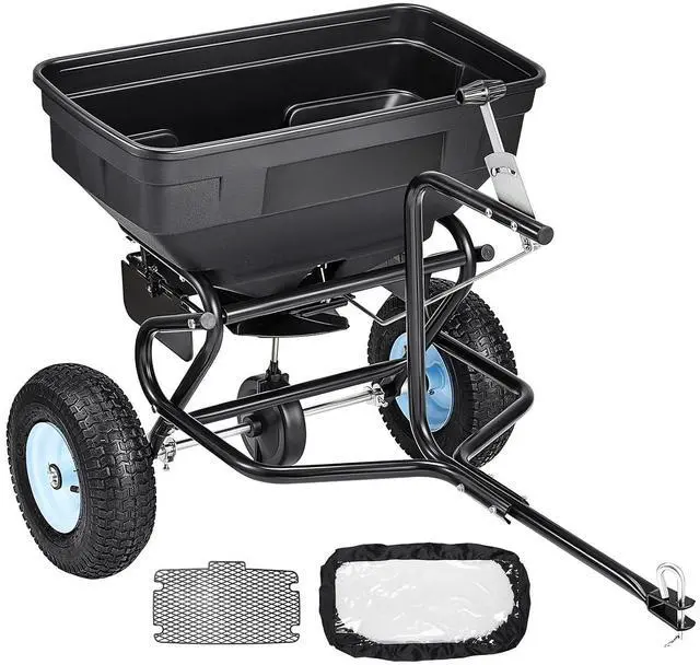 Main image of Tow Behind Broadcast Spreader, 130LBS Capacity, Tow/Push Garden Spreader with 13 in Tires, 30 Adjustable Setting & 9.8 ft Spreading Width, Lawn Spreaders for Seed, Fertilizer, Salt, Ice Melt