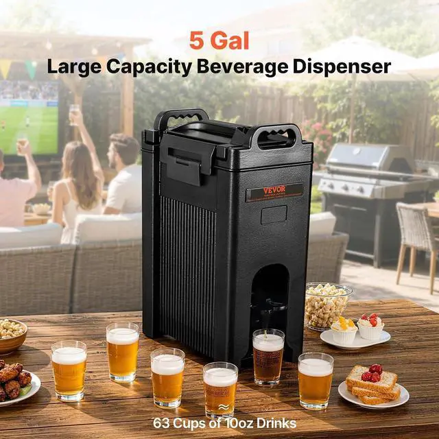 Alt view image 2 of 7 - Insulated Beverage Dispenser, 5 Gallon, Food-grade LDPE Hot and Cold Beverage Server, Thermal Drink Dispenser Cooler with 0.9 in PU Layer Two-Stage Faucet Handle, for Restaurant Drink Shop