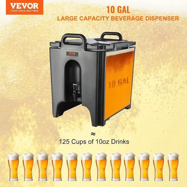 Alt view image 2 of 7 - Insulated Beverage Dispenser, 10 Gallon, Food-grade LL9450UP Hot and Cold Beverage Server, Thermal Drink Dispenser Cooler with 1.18 in PU Layer Two-Stage Faucet Handle, for Restaurant Drink Shop