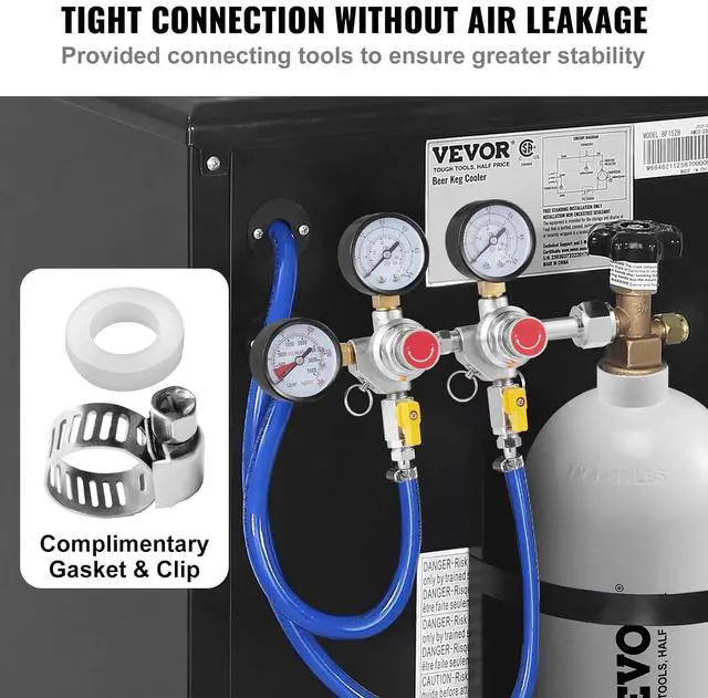 Alt view image 4 of 7 - CO2 Regulator Gauge with 0-60PSI, Heavy Duty CO2 Gauge Gas System, Draft Beer Regulator with Check Valve, Adjustable Pressure Regulator for Draft Beer Homebrew (Triple Gauge Regulator)