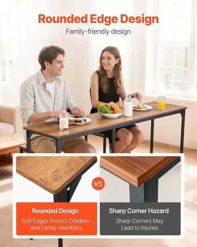 Alt view image 6 of 7 - Bar Table, Sturdy Metal Frame High Top Pub Table, Small Kitchen Dining, Cocktail Coffee Counter Bar Height Desk, Easy to Assemble, 63x16x36 in, for Living Room Party, Brown