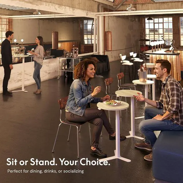 Alt view image 3 of 7 - Gas Spring Adjustable Bar Table with One-Touch Lift, Flexible Height 25.8"41.3", 19.7" Round High-Top Pub Table for Balcony, Kitchen, Apartment & Small Spaces (Light Oak)