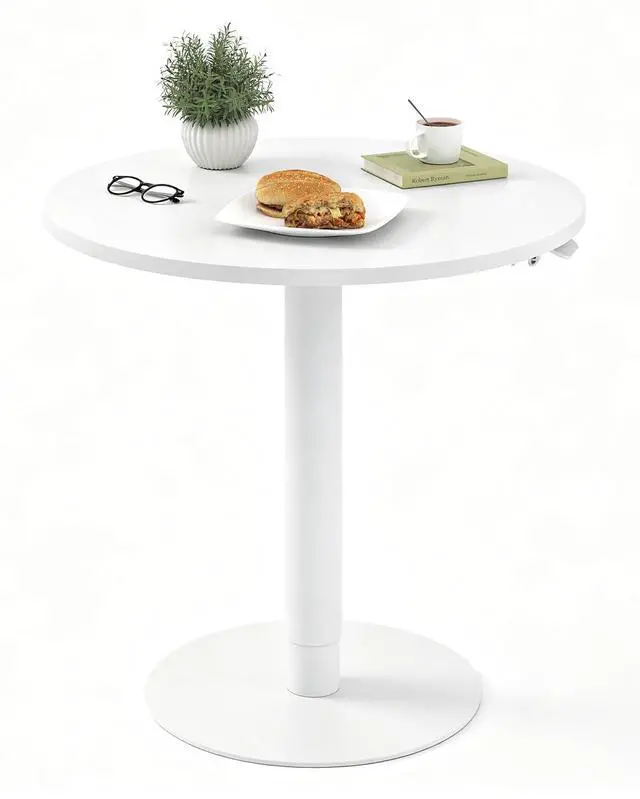Main image of Gas Spring Lift Sit-to-Stand Table, 23.62" Round Dining Bar Table with 25.8"40.8" Adjustable Height, Modern Multi-Purpose Kitchen Table for People Sofa Side & Party(White)