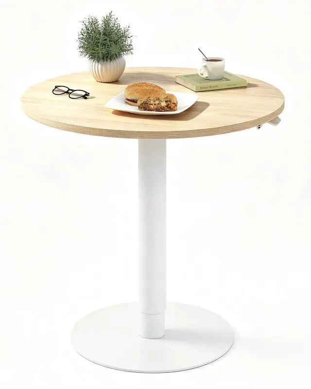 Main image of Gas Spring Lift Sit-to-Stand Table, 23.62" Round Dining Bar Table with 25.8"40.8" Adjustable Height, Modern Multi-Purpose Table for People Sofa Side & Party(White Wood Grain)