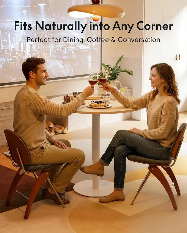 Alt view image 6 of 7 - Gas Spring Lift Sit-to-Stand Table, 23.62" Round Dining Bar Table with 25.8"40.8" Adjustable Height, Modern Multi-Purpose Table for People Sofa Side & Party(White Wood Grain)