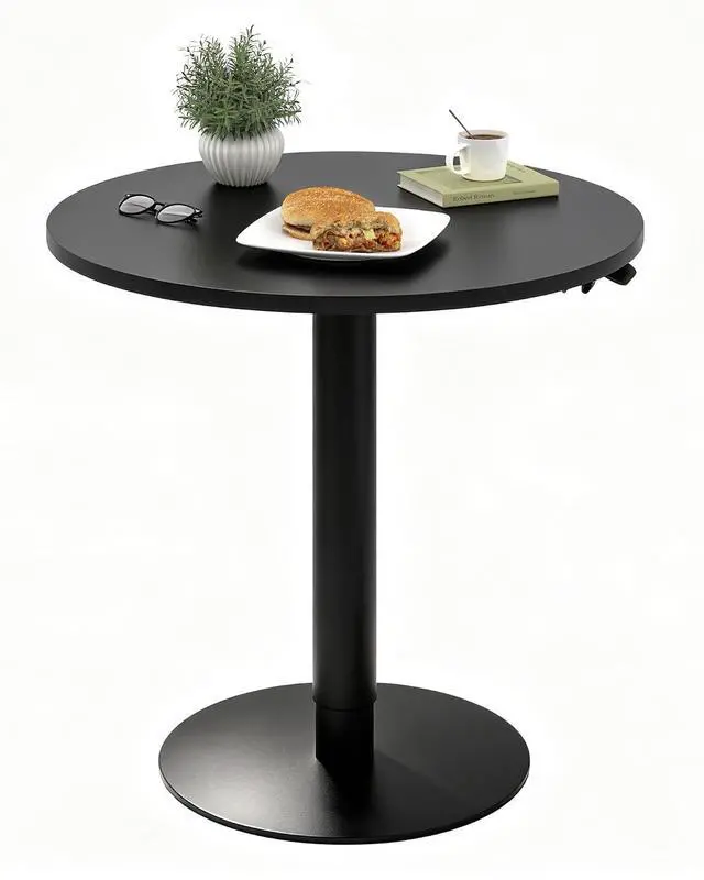 Main image of Gas Spring Lift Sit-to-Stand Table, 23.62" Round Dining Bar Table with 25.8"40.8" Adjustable Height, Modern Multi-Purpose Kitchen Table for People Sofa Side & Party(Black)
