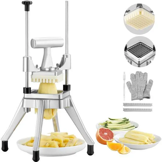 Main image of Commercial Vegetable Fruit Chopper 3/8 Blade Heavy Duty Professional Food Dicer Kattex French Fry Cutter Onion Slicer Stainless Steel for Peppers Potato Mushroom, Sliver