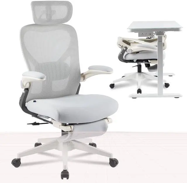 Main image of Foldex Office Folding Chair, Ergonomic Chair for Small Spaces with Lumbar Support, Flip-up Armrests, 3D Headrest, Desk Chairs with Footrest for Work,Video Game Grey