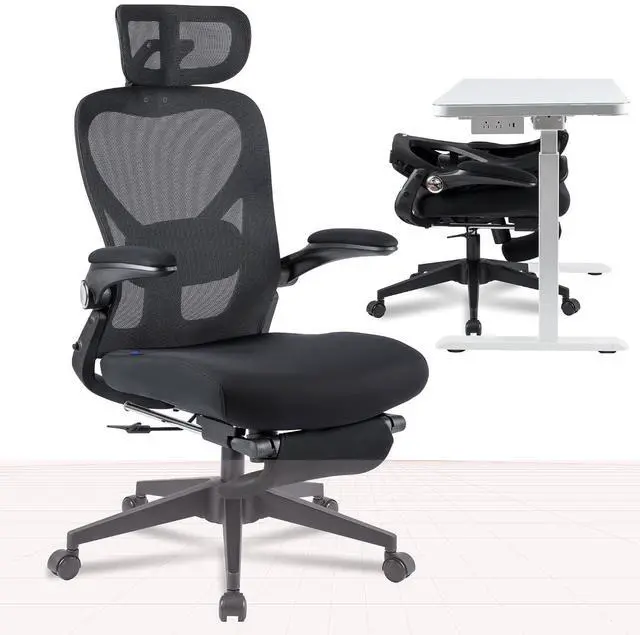 Main image of Foldex Office Folding Chair, Ergonomic Chair for Small Spaces with Lumbar Support, Flip-up Armrests, 3D Headrest, Desk Chairs with Footrest for Work,Video Game Black