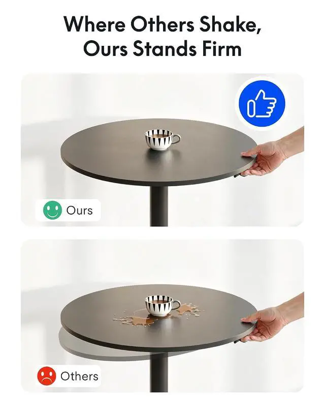 Alt view image 4 of 7 - Gas Spring Lift Sit-to-Stand Table, 23.62" Round Dining Bar Table with 25.8"40.8" Adjustable Height, Modern Multi-Purpose Kitchen Table for People Sofa Side & Party(Black)