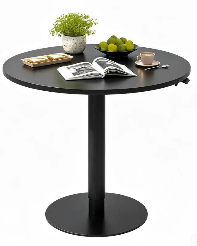 Main image of Gas Spring Lift Sit-to-Stand Table, 27.56" Round Dining Bar Table with 25.8"40.8" Adjustable Height, Modern Multi-Purpose Kitchen Table for People Sofa Side & Party(Black)