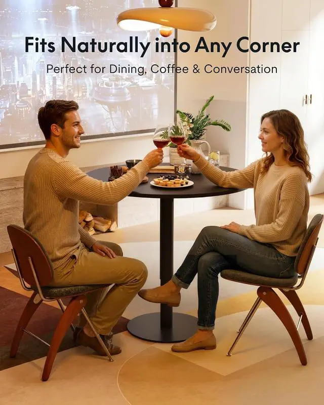 Alt view image 6 of 7 - Gas Spring Lift Sit-to-Stand Table, 23.62" Round Dining Bar Table with 25.8"40.8" Adjustable Height, Modern Multi-Purpose Kitchen Table for People Sofa Side & Party(Black)