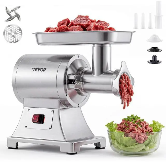 Main image of Commercial Meat Grinder, #12 Electric Meat Mincer with 2 Plates, 3 Sausage Stuffing Tubes & Kibbe Kit, 552 Lbs/H Capacity, 750W/1HP Sausage Maker for Home Kitchens & Restaurants, ETL Listed