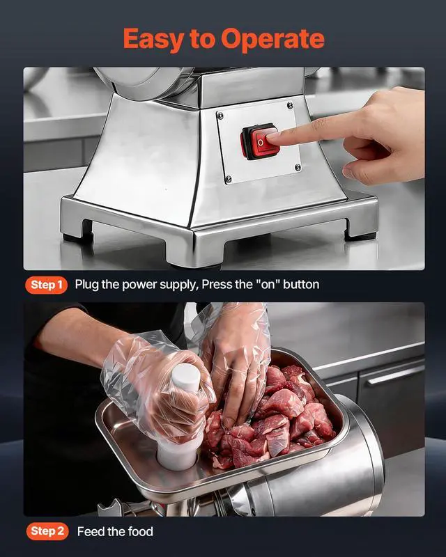 Alt view image 7 of 7 - Commercial Meat Grinder, #12 Electric Meat Mincer with 2 Plates, 3 Sausage Stuffing Tubes & Kibbe Kit, 552 Lbs/H Capacity, 750W/1HP Sausage Maker for Home Kitchens & Restaurants, ETL Listed