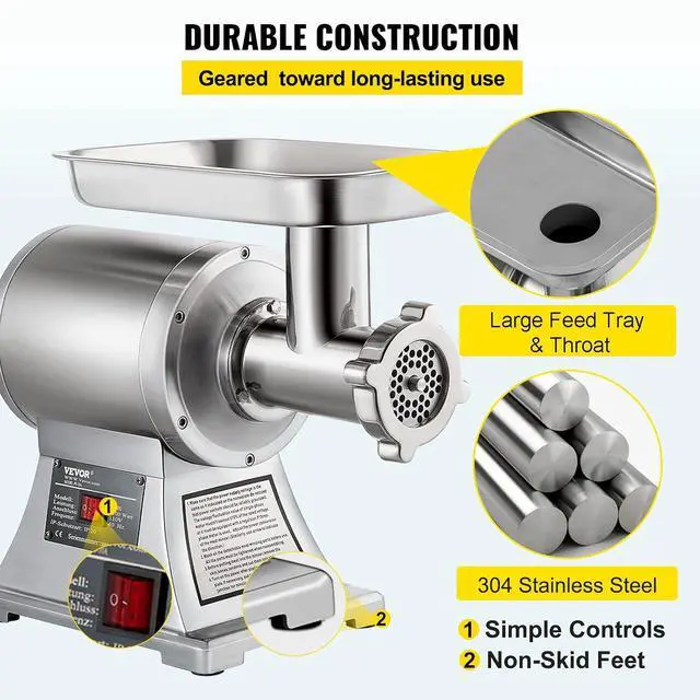 Alt view image 4 of 7 - Commercial Meat Grinder, 550LB/h 1100W Electric Meat Mincer, ETL Approved Heavy Duty Industrial Meat Mincer Machine