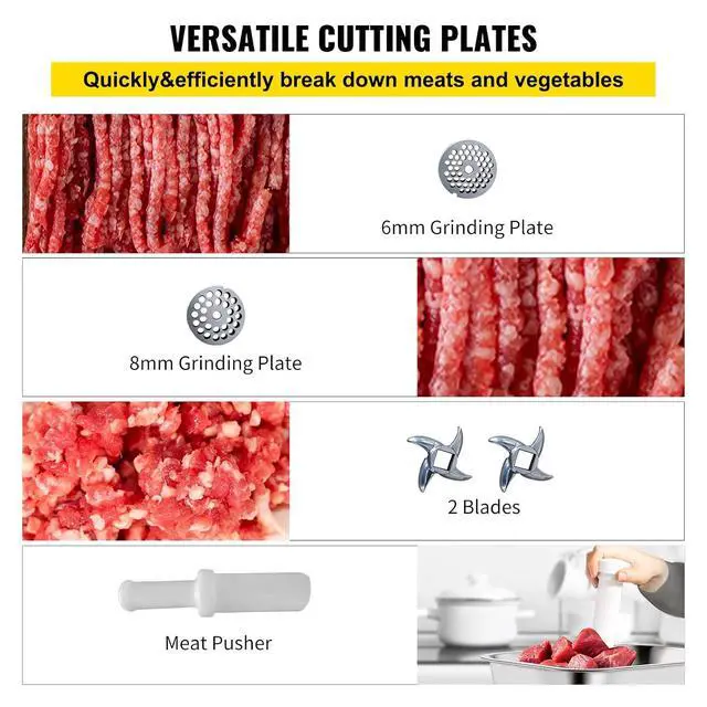 Alt view image 6 of 7 - Commercial Meat Grinder, 550LB/h 1100W Electric Meat Mincer, ETL Approved Heavy Duty Industrial Meat Mincer Machine