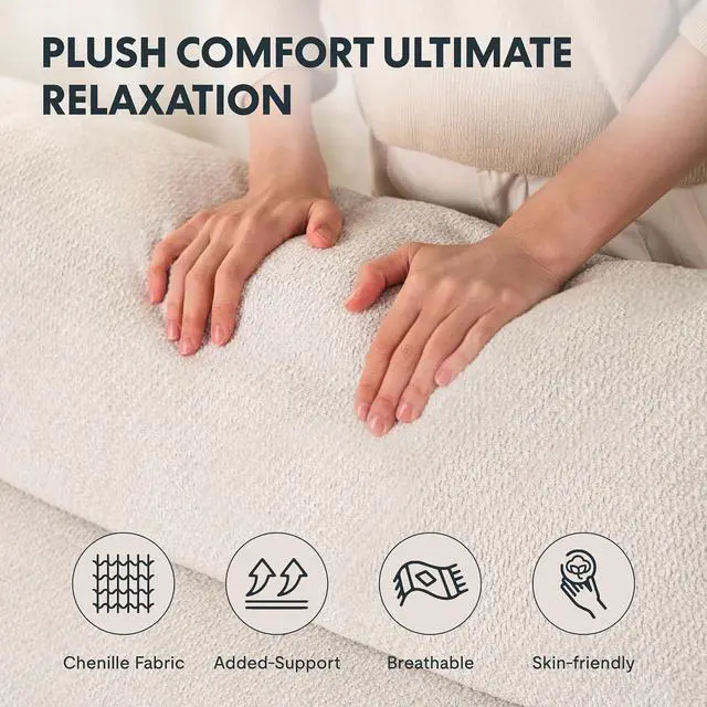 Alt view image 7 of 7 - Mochi Oversized 54" Power Recliner Chair for Big and Tall Adults, Chenille Fabric Electric Recliner with USB & Type-C Ports, Wide Single Sofa with Pillows for Living Room & Bedroom, Beige