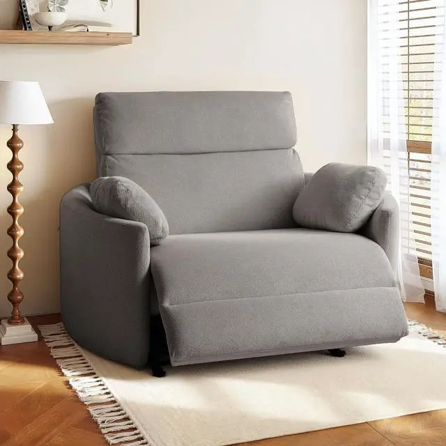 Main image of Mochi Pro 54" Zero Wall Power Recliner for Big and Tall, Oversized Electric Recliner Chair with Anti-Pinch Design, USB & Type-C Ports, Wide Sofa for Living Room Bedroom, Chenille Grey