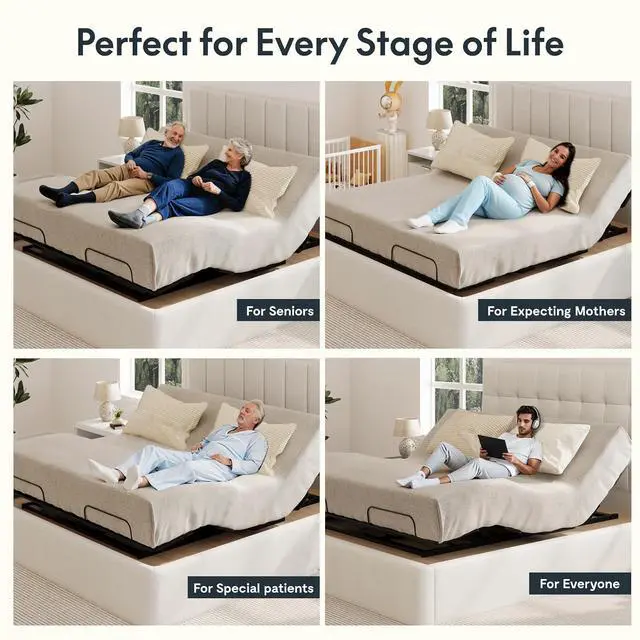 Alt view image 7 of 7 - S3K-Lite King Size Adjustable Bed Frame Base, Zero Clearance, Independent Head & Foot Incline, Zero Gravity, Wireless Remote, 12 Legs, Easy Assemble, 5-Year Warranty, 750 lbs.