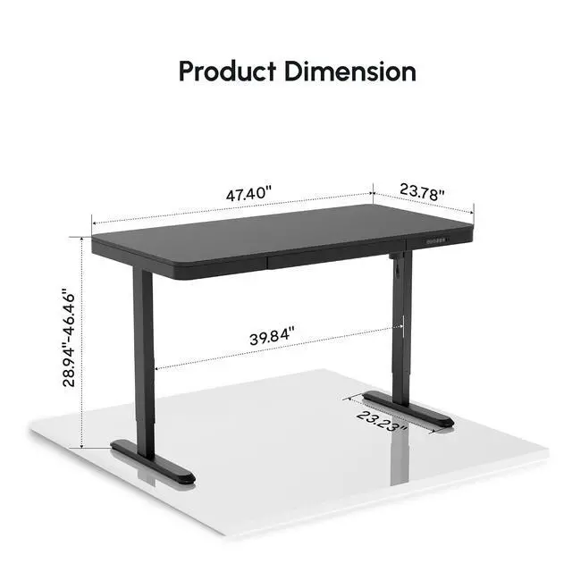 Alt view image 2 of 7 - Electric Standing Makeup Vanity Desk with Drawer and USB Charge Ports&Child Lock, 48 Height Adjustable Whole-Piece Quick Install Dressing Table for Women Girls Bedroom Dressing Room, Black