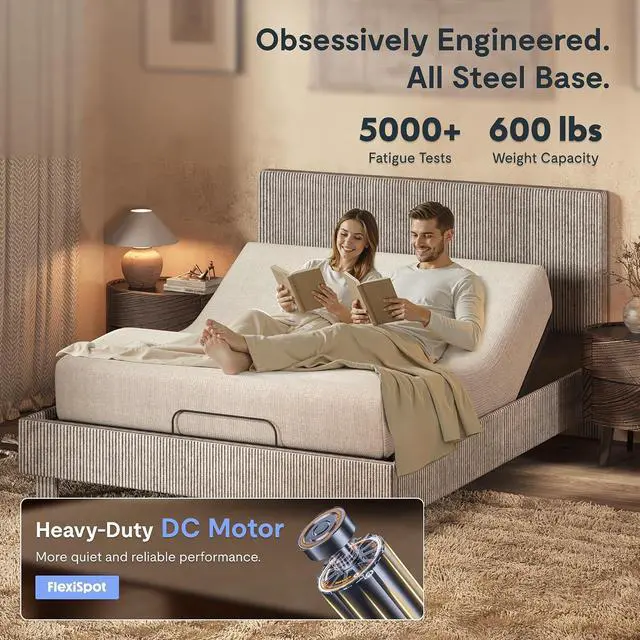 Alt view image 6 of 7 - Queen All-in-One Adjustable Bed with Velvet Upholstered Bed Frame, Vertical Channel Fluted Headboard, Head & Foot Lift, Adjustable Headboard, Thick Foam Padding, Easy Assembly, Light Grey