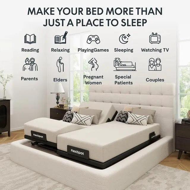 Alt view image 4 of 6 - Adjustable Bed Frame Base Twin XL, Massage, Zero Clearance, Quick Assembly, Under-Bed Lights,Whisper Quiet Durable Motor, Zero Gravity, Mattress Holder, Anti-Snore, Wireless Remote.